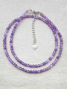 Gargantilla de cuentas de amatista facetada, delicado collar unisex de piedras preciosas de moda para fiestas, cuentas microfacetadas, gemas redondas de cristal Hasnain - Product Image 3