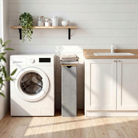 Panier à linge moderne en bambou avec couvercle intérieur amovible et lavable, design pliable, 35L+, rangement de vêtements respectueux de l'environnement