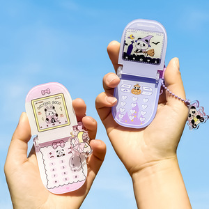 Colgante de teléfono plegable de acrílico, llaveros personalizados de acrílico transparente con forma de teléfono plegable, llavero colgante de plástico con diseño de dibujos animados, lindo - Product Image 2