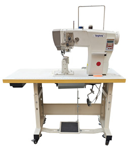 Machine à coudre industrielle à point noué à alimentation manuelle à une aiguille pour combinaisons, état neuf, commande par ordinateur - Product Image 1