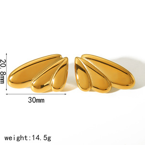 ต่างหูแบบหนีบรูปหยดน้ำ สีทอง สแตนเลส เครื่องประดับแฟชั่นสำหรับงานปาร์ตี้ - Product Image 3