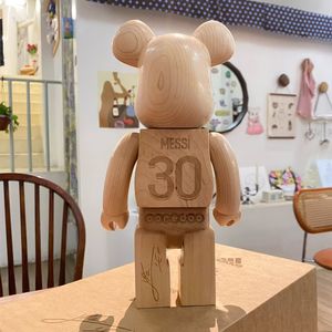 Figura de Oso Bearbrick de Madera Natural Hecha a Mano de Lujo, 10 Jerseys de Estrellas de Fútbol Argentinas, Juguete Coleccionable de Arte, Decoración para el Hogar - Product Image 3