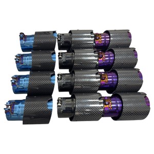Puntas de escape de fibra de carbono Vortex con interior de titanio morado/azul para BMW M2 M3 M4, 63 mm, acabado con tinte térmico - Product Image 2