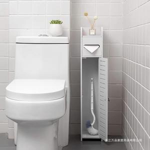 Bamboo Storage Rack White 6 Tier With Door Shelf <b>Tissue</b> Holder Bathroom Cabinet Minimalist Design - Product Image 3