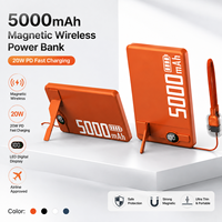 Power Bank Ultra Tipis Mini Aman Cepat 20W PD Mobile 5000 MAh Pengisi Daya Nirkabel Magnetik Berbahan Aluminium Alloy Untuk Telepon