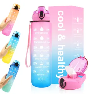 1.000ml 32oz individuelles Logo Kunststoff große Kapazität Wassersflasche große Größe breiter Mund Reisen Sport Mund Kunststoff-Wasserflasche