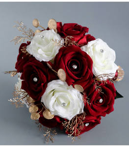 <span class=keywords><strong>Ramo</strong></span> <span class=keywords><strong>de</strong></span> Rosas para <span class=keywords><strong>Novia</strong></span> con Cinta, Color Rojo Borgoña, para Eventos <span class=keywords><strong>de</strong></span> Boda - Product Image 5