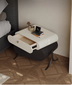 طاولة نوم بيضاء بسيطة وعصرية بجانب السرير طاولة نوم من الفولاذ المقاوم للصدأ مع لوح للاستخدام المنزلي والفندقي - Product Image 4