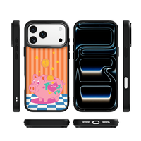 Coque de téléphone AG Feeling Black Edge avec motif cochon porte-bonheur doré pour iPhone 17, 17 Pro Max, 16 Pro, 15, 15 Pro Max, 15 Pro, 14 Pro Max – Coque magnétique