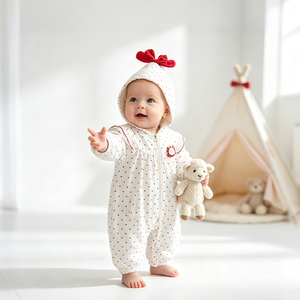 Zomer Nieuwe Polka Dot Baby Romper voor baby's en peuters Pop Kraag Baby bodysuit 0-5 jaar Modieuze Baby Jumpsuit Kleding - Product Image 1