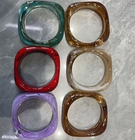 Bracelet jonc en acrylique en stock, prêt à être expédié rapidement, bracelet jonc en résine coloré, délicat, minimaliste et épais