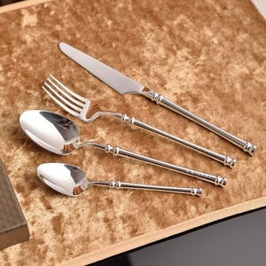 Wholesale Nordic <b>Gold</b> and Silver 4-Piece Smooth 304 Stainless Steel Luxury Cutlery Set for Business Gifts - Product Image 2