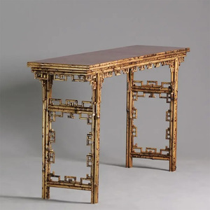 Mesa Larga de Bambú Estilo Dinastía Qing, Mesa Consola Hecha a Mano con Caja Negra Xiangfei - Product Image 4