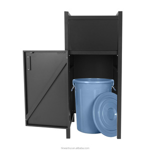 Contenedor de Basura Comercial de Acero Inoxidable Negro, Estación de Retorno de Bandejas con Puerta de Empuje, Recipiente de Basura de Alta Resistencia - Product Image 1