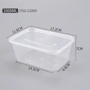 1000ml restaurant food disposable takeaway plastic lunch box plastic microwavable containers for catering