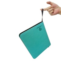 Carpeta Personalizada de Cuero PU con 2 Anillas para Tarjetas Coleccionables, 4 Bolsillos, con Cremallera, Portátil, para Tarjetas Fotográficas y Sellos, Venta al por Mayor