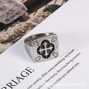 Men's <b>Titanium</b> Steel <b>Ring</b> Cross Pattern SA563 Gift Jewelry - Product Image 2