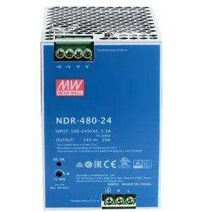 Fonte de alimentação montada em trilho NDR-480-24 AC/DC, fonte de alimentação em trilho, 24V, 480W, transformador PLC, controle industrial