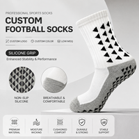 Chaussettes de football antidérapantes personnalisées avec logo OEM, chaussettes de sport athlétiques en coton, chaussettes mi-mollet, faible MOQ, directement de l'usine