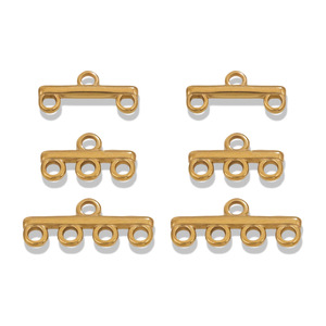Barras Conectoras Espaciadoras de Acero Inoxidable con Baño de Oro PVD de 3 Orificios para Fabricación de Joyería DIY |   Componentes Duraderos Que No Se Deslustran - Product Image 1
