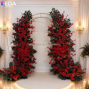 LEDA Artículos para Eventos de Boda, Camino de Mesa de Rosas Rojas Artificiales, Modelo Clásico Hecho a Mano - Product Image 1