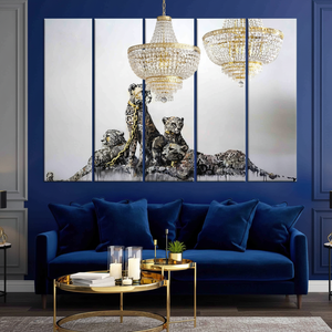 Printed <b>Canvas</b> Artwork: Abstract Cheetah <b>Wall</b> Decor,SET OF 5 <b>CANVAS</b> - Product Image 3