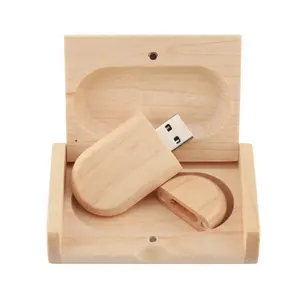 Unidad Flash USB de madera OEM, memoria USB 2,0 para almacenamiento de datos con caja