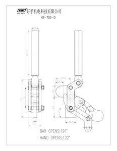 HS-702-D Klemmen met klemkracht 500 kg, handmatig, zwaar belastbaar, snel verstelbaar, lasbaar, voor lasbevestigingen - Product Image 4