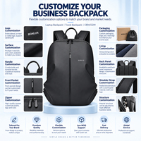 Sac à dos d'affaires minimaliste noir BONLOR OEM, sac pour ordinateur portable imperméable, sac à dos de voyage ergonomique pour hommes et femmes