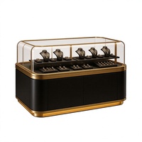 Comptoir de présentation autoportant en verre avec éclairage LED pour bijoux en or noir, vitrine pour boutique de détail