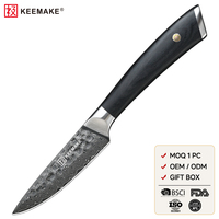 3,5-inch Damascus staal VG10 kern fruitmes, ultra scherp schilmes met Pakka houten handvat
