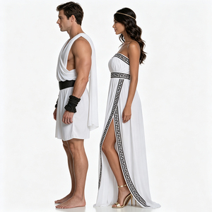 Ensemble de costumes de tunique <span class=keywords><strong>grecque</strong></span> pour couple : Tunique romaine antique à une épaule pour homme et robe longue de déesse <span class=keywords><strong>grecque</strong></span> sans bretelles pour femme, pour adultes, Halloween - Product Image 3