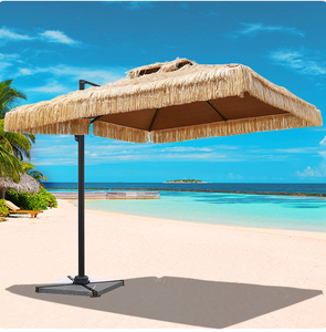 Sombrilla <span class=keywords><strong>de</strong></span> Jardín <span class=keywords><strong>de</strong></span> Lujo <span class=keywords><strong>de</strong></span> 9 pies para Piscina, Parasol <span class=keywords><strong>de</strong></span> Jardín con Base Desplazada, Sombrilla <span class=keywords><strong>de</strong></span> Paja para Exteriores, Patio y Jardín - Product Image 2