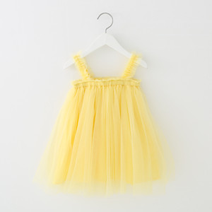 Nouvelle robe de princesse en tulle pour filles de 1 à 6 ans, design estival, couleur unie, dentelle, sans manches, bretelles fines, robe de fête - Product Image 3