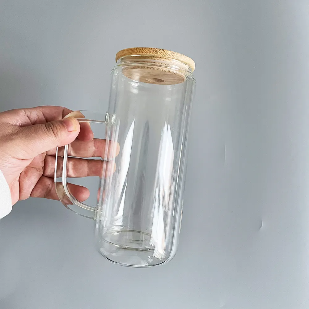 أكواب زجاجية ذات جدار مزدوج, أكواب زجاجية يمكن تخصيصها بمقبض من البلاستيك الشفاف