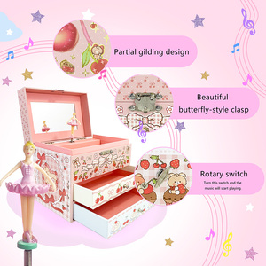 Caja Musical Giratoria <span class=keywords><strong>de</strong></span> Bailarina con Espejo y Cajones Dobles, Organizador <span class=keywords><strong>de</strong></span> Joyas Musical para Accesorios Infantiles, Venta al por Mayor en el Reino Unido - Product Image 4