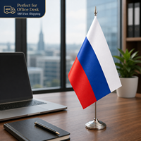 Drapeau de table russe personnalisé 14x21cm en polyester, drapeau de bureau toutes tailles, logo personnalisable, vente en gros, bureau, maison
