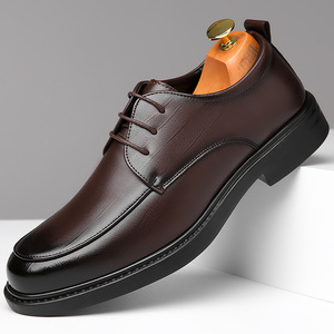 Chaussures habillées pour hommes en cuir véritable, style Oxford, à bout rond, à lacets, respirantes, pour le bureau et la carrière, semelle extérieure en caoutchouc, collection automne - Product Image 2