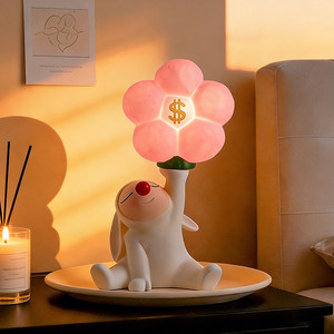 Adorable Veilleuse Lapin avec Oreilles qui bougent, petite lampe de chevet pour chambre de fille, cadeau d'anniversaire ou de pendaison de crémaillère, ornement décoratif - Product Image 1