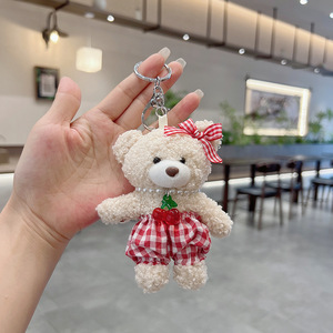 Bán Buôn Dễ Thương Sáng Tạo Anh Đào Vòng Cổ Nhỏ Nhỏ Mềm Teddy Bear <span class=keywords><strong>Keychain</strong></span> Sang Trọng Thú Nhồi Bông Keyring Đồ Chơi Búp Bê - Product Image 3