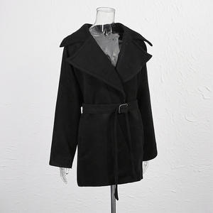 Bettergirl 2025 Début de l'automne nouveau manteau haut de gamme de couleur unie revers cravate taille cintrage - Product Image 3