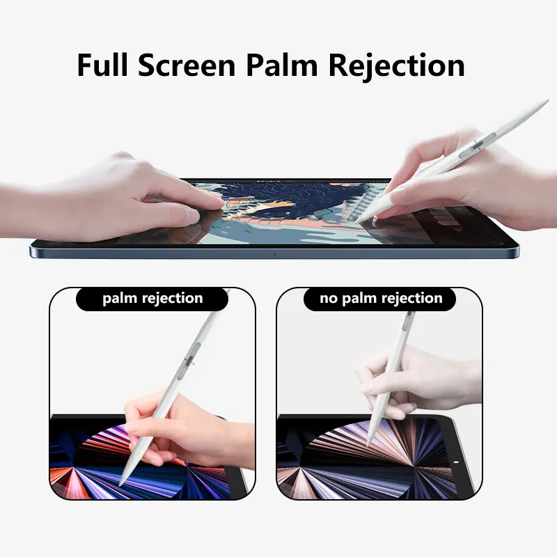 ดินสอสติลัสแบบ Universal Tilt Sensitive ตัวบ่งชี้แบตเตอรี่สไตลัสที่ใช้งานอยู่ ดินสอสไตลัสรุ่นที่ 2 สําหรับ Apple iPad ที่มีการปฏิเสธฝ่ามือ