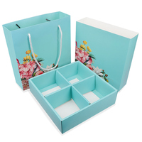 Boîte à tiroir bleue avec trou et poignée pour gâteau de lune au design personnalisé pour l'emballage de biscuits chinois