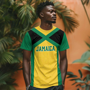 T-<span class=keywords><strong>shirt</strong></span> personnalisé <span class=keywords><strong>avec</strong></span> drapeau de la Jamaïque Polyester respirant Spandex Sporty <span class=keywords><strong>Chic</strong></span> <span class=keywords><strong>Tee</strong></span> T-<span class=keywords><strong>shirt</strong></span> jamaïcain <span class=keywords><strong>avec</strong></span> impression par sublimation pour l'été - Product Image 2
