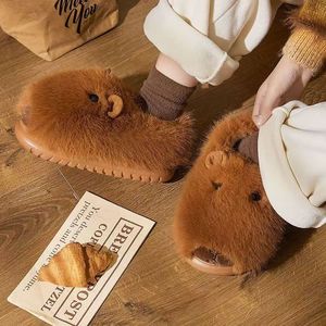 2025 Grande Vente Adorables Chaussons Animaux Personnalisés Bouche Marron Chauds pour <span class=keywords><strong>Femme</strong></span> Intérieur Peluche Personnalisée - Product Image 4