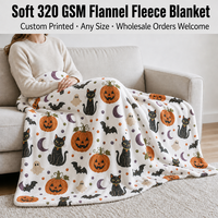 Couverture en polaire flanelle 320 GSM, motif personnalisé citrouille, fantôme, chauve-souris, douce, pour canapé et lit, idéale pour l'automne et les fêtes