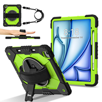 WESOROL Ağır Hizmet Tipi iPad Air 13" M3 2025 M2 2024 Kılıfı, Kalem Tutucu, 360 Derece Dönebilen Stand, Omuz Askısı, Siyah Sarı Yeşil, OEM ODM