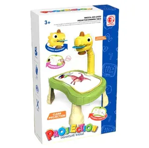 Proyección y dibujo educativo para niños 2 en 1 juguete de mesa en forma de dinosaurio con accesorios de papel y película