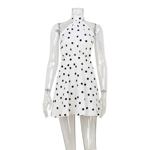 Vestidos de Verano sin Mangas para Mujer, con Cuello Halter, Espalda Descubierta, Cintura Alta, Estampado de Puntos, Mini Vestidos de Moda Femenina - Product Image 3