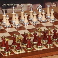 Jeu d'échecs haut de gamme Dongguan 2-en-1 avec des pièces en bois massif et en alliage de style Staunton dans un coffret cadeau en cuir portable
